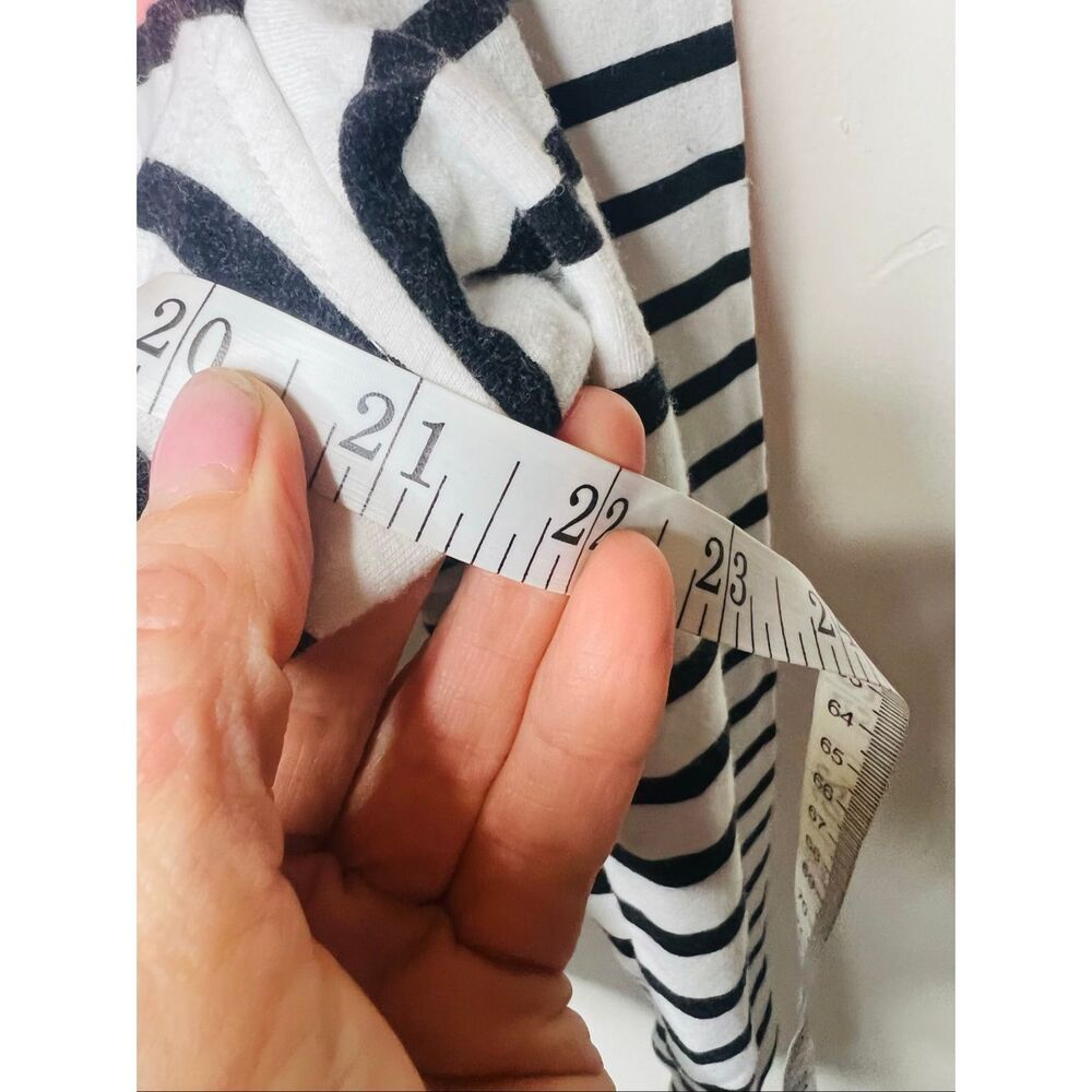 T by Talbots Coral Black White Stripe Pullover Popover Sz Large - Picture 7 of 8